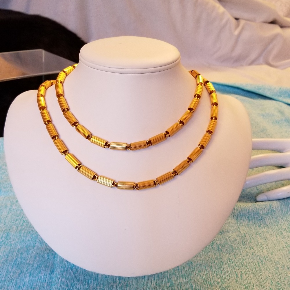 Vintage Circa 1983 Gold Plated Necklace 36"